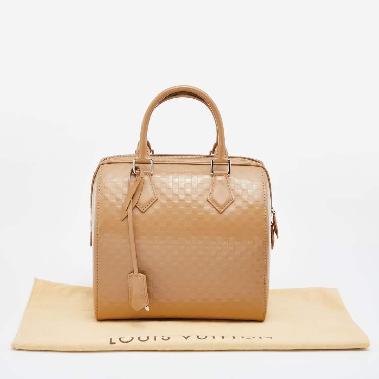 Pre Owned Louis Vuitton Camel Damier Facette Vernis Speedy Cube MM Bag