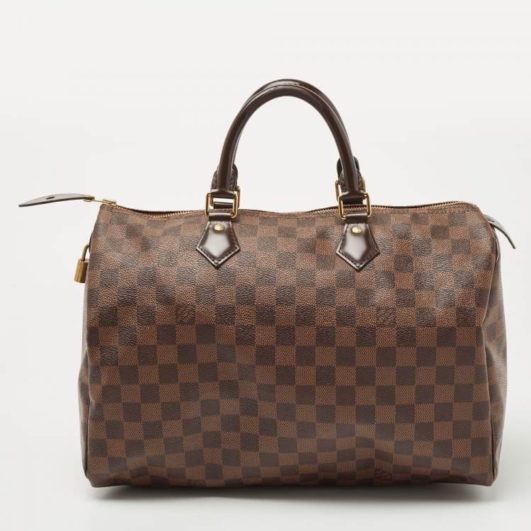 Pre Owned Louis Vuitton Damier Ebene Canvas Speedy 35 Bag