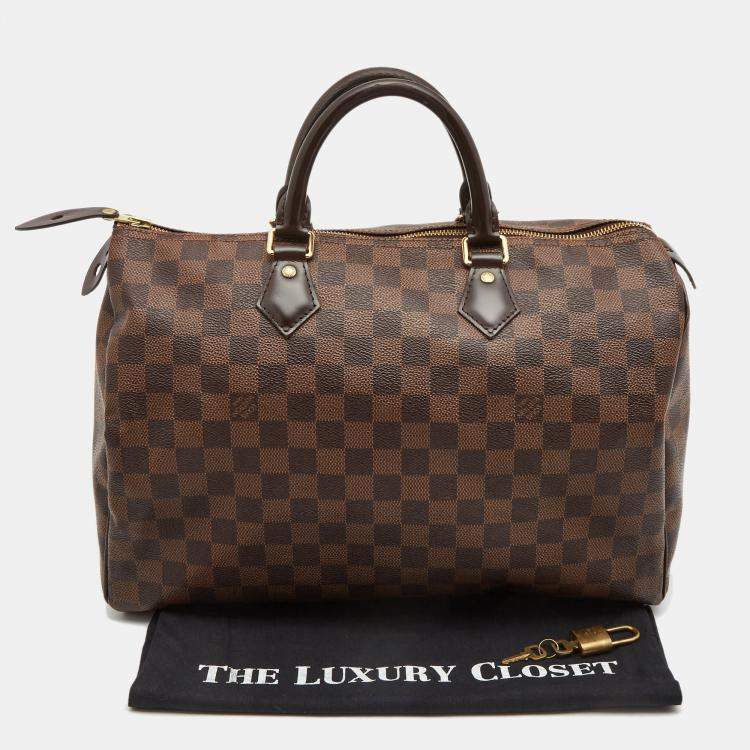 Pre Owned Louis Vuitton Damier Ebene Canvas Speedy 35 Bag