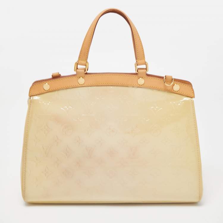 Pre Owned Louis Vuitton Citrine Monogram Vernis Brea MM Bag