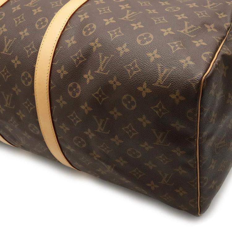 Pre Owned Louis Vuitton Brown Monogram Canvas Keepall 55 Duffel Bag