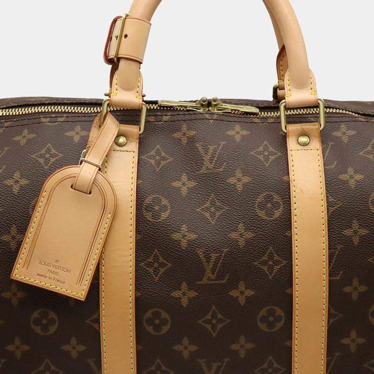 Pre Owned Louis Vuitton Brown Monogram Canvas Keepall 55 Duffel Bag