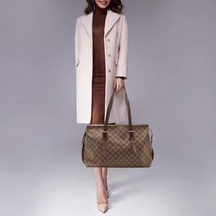 Louis Vuitton Paris Womens Chelsea Damier Ebene Canvas Tote Handbag