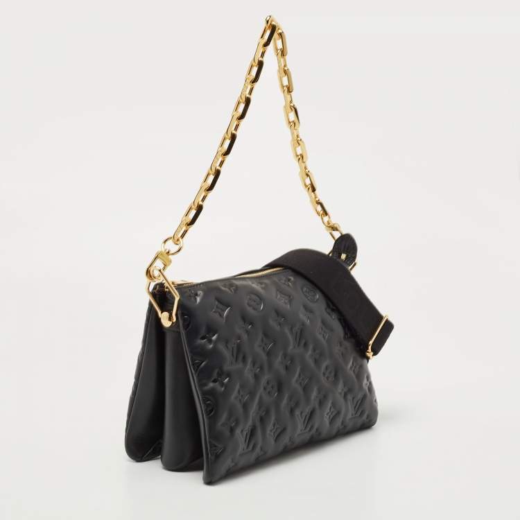 Pre Owned Louis Vuitton Black Monogram Embossed Coussin PM Bag