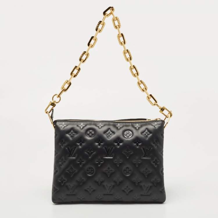 Pre Owned Louis Vuitton Black Monogram Embossed Coussin PM Bag