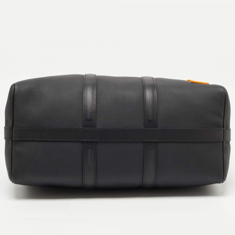 Pre Owned Louis Vuitton Black Damier Distorted Leather Keepall Bandouliere 40 Bag