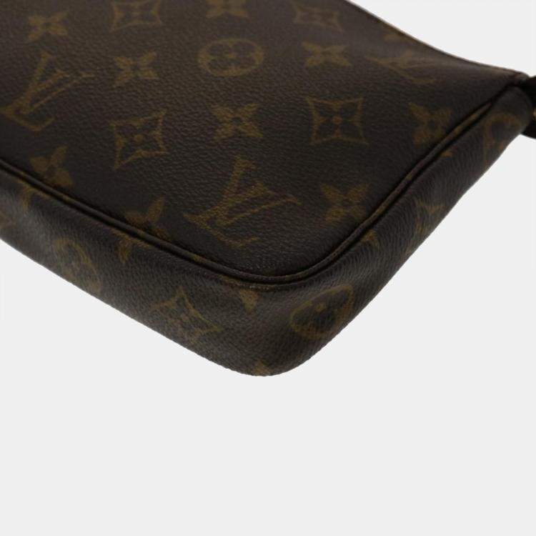 Pre Owned Louis Vuitton Brown Monogram Canvas Pochette Accessoires Clutch Bag