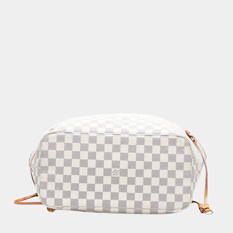 Pre Owned Louis Vuitton White Damier Azur Canvas Neverfull MM Tote Bag
