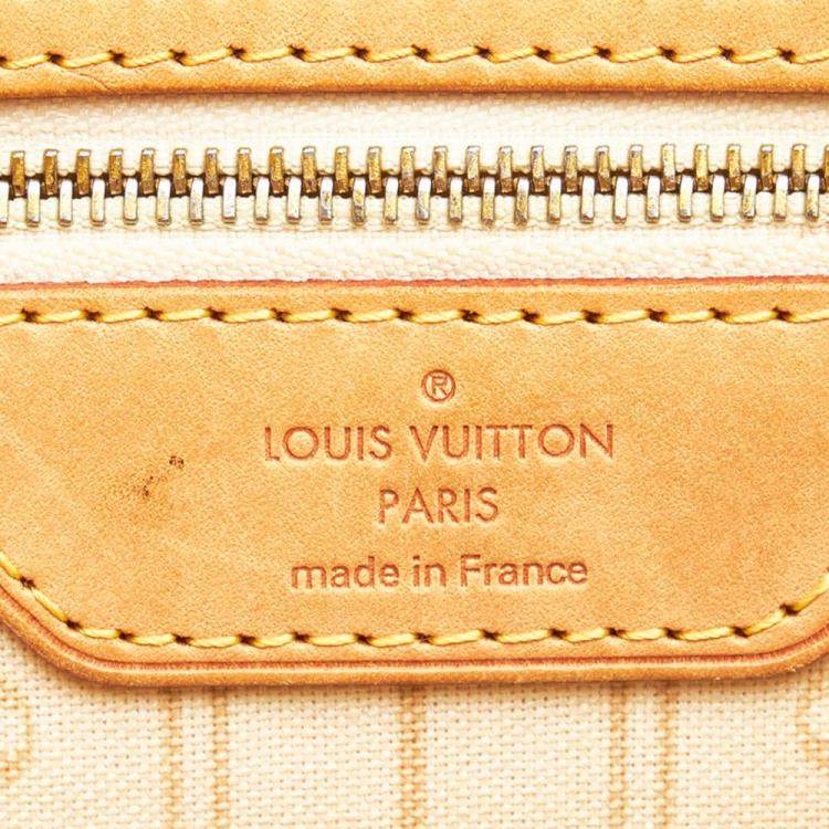 Pre Owned Louis Vuitton White Damier Azur Canvas Neverfull MM Tote Bag