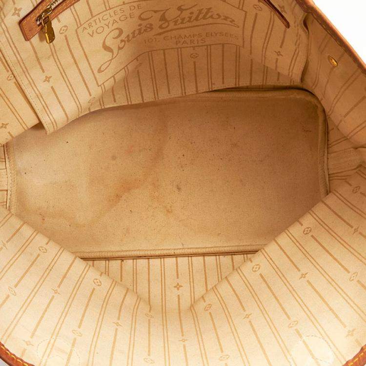 Pre Owned Louis Vuitton White Damier Azur Canvas Neverfull MM Tote Bag