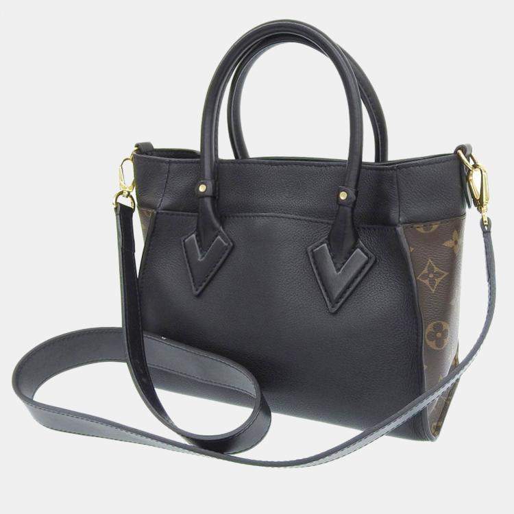 Louis Vuitton Black Leather and Monogram on My Side PM Tote Bag