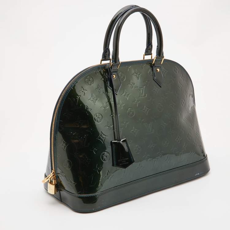 Pre Owned Louis Vuitton Bleu Nuit Monogram Vernis Alma GM Bag