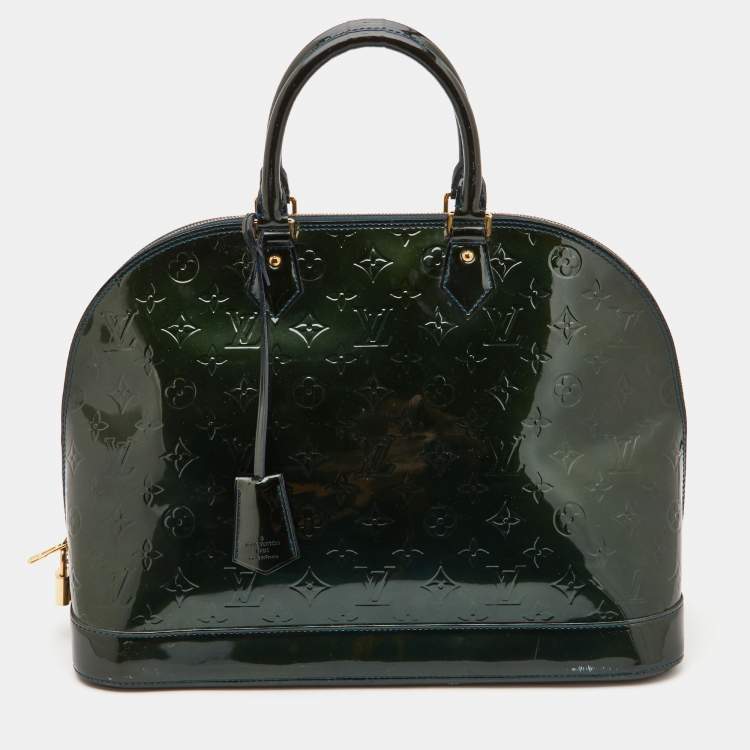 Pre Owned Louis Vuitton Bleu Nuit Monogram Vernis Alma GM Bag