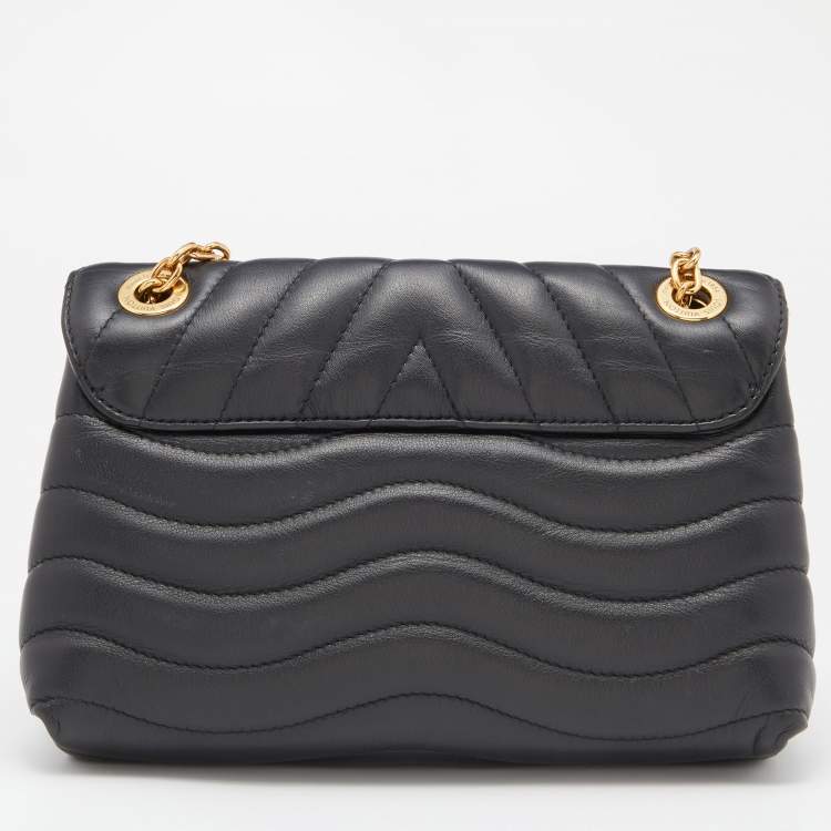 Pre Owned Louis Vuitton Black Leather New Wave Chain Bag