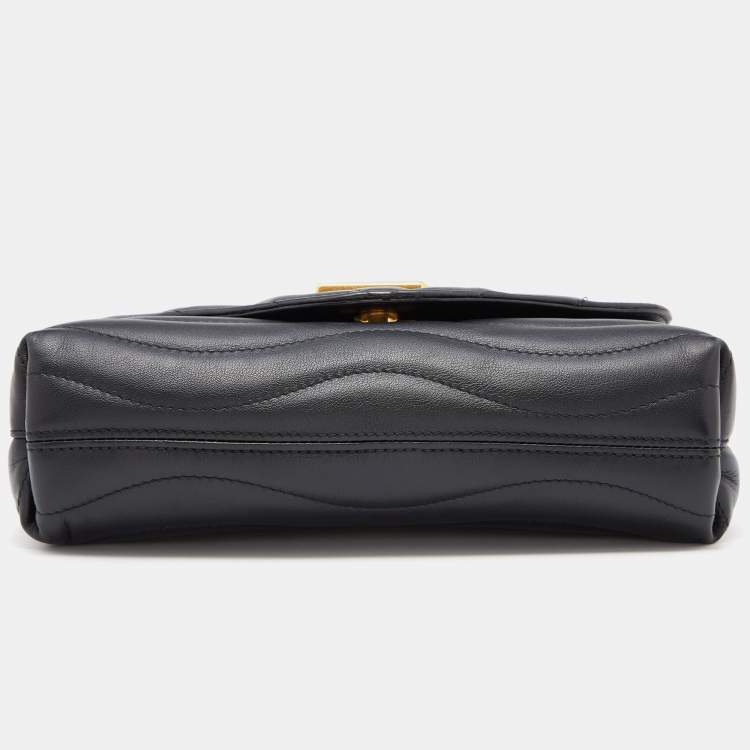 Pre Owned Louis Vuitton Black Leather New Wave Chain Bag