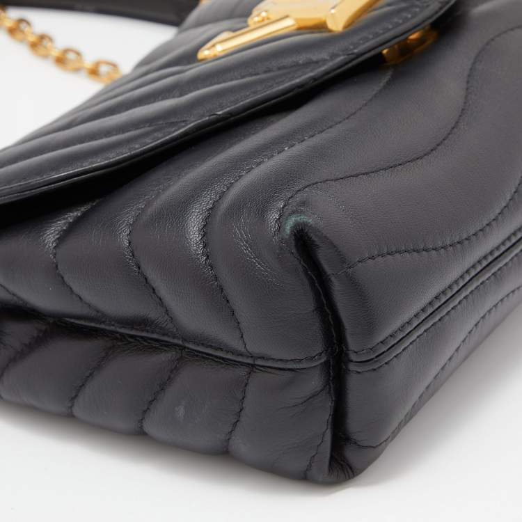 Pre Owned Louis Vuitton Black Leather New Wave Chain Bag