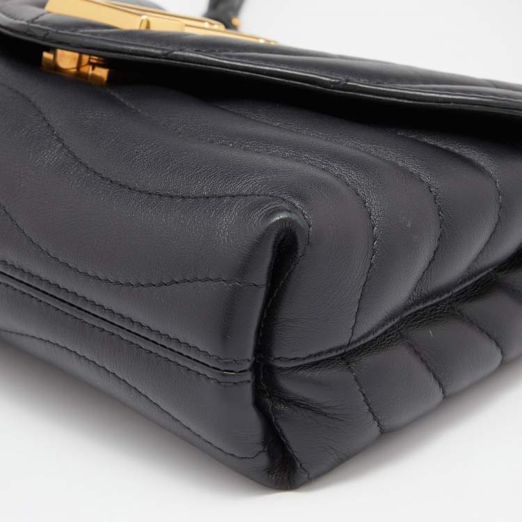 Pre Owned Louis Vuitton Black Leather New Wave Chain Bag