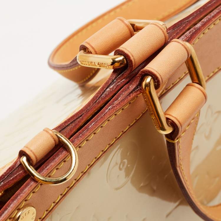 Pre Owned Louis Vuitton Blanc Corail Monogram Vernis Brea GM Bag