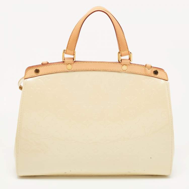 Pre Owned Louis Vuitton Blanc Corail Monogram Vernis Brea GM Bag