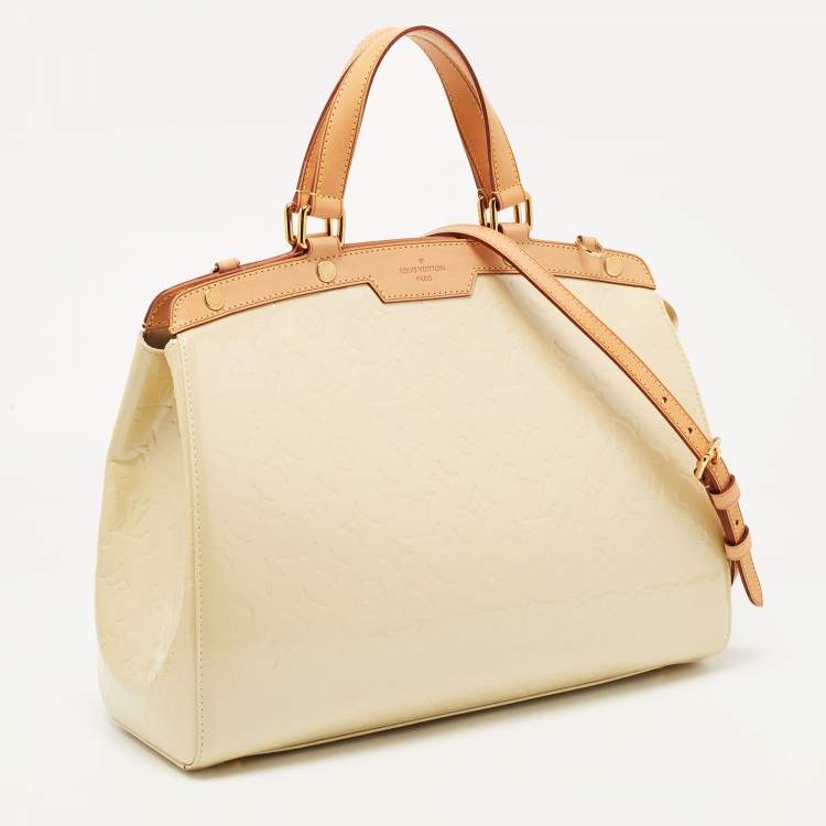 Pre Owned Louis Vuitton Blanc Corail Monogram Vernis Brea GM Bag