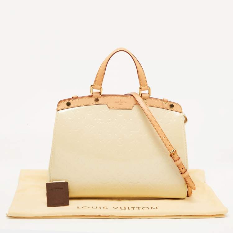 Pre Owned Louis Vuitton Blanc Corail Monogram Vernis Brea GM Bag