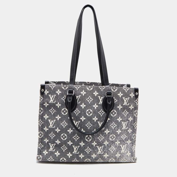 Pre Owned Louis Vuitton Black Monogram Denim and Leather OnTheGo MM Bag