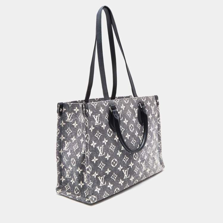 Pre Owned Louis Vuitton Black Monogram Denim and Leather OnTheGo MM Bag