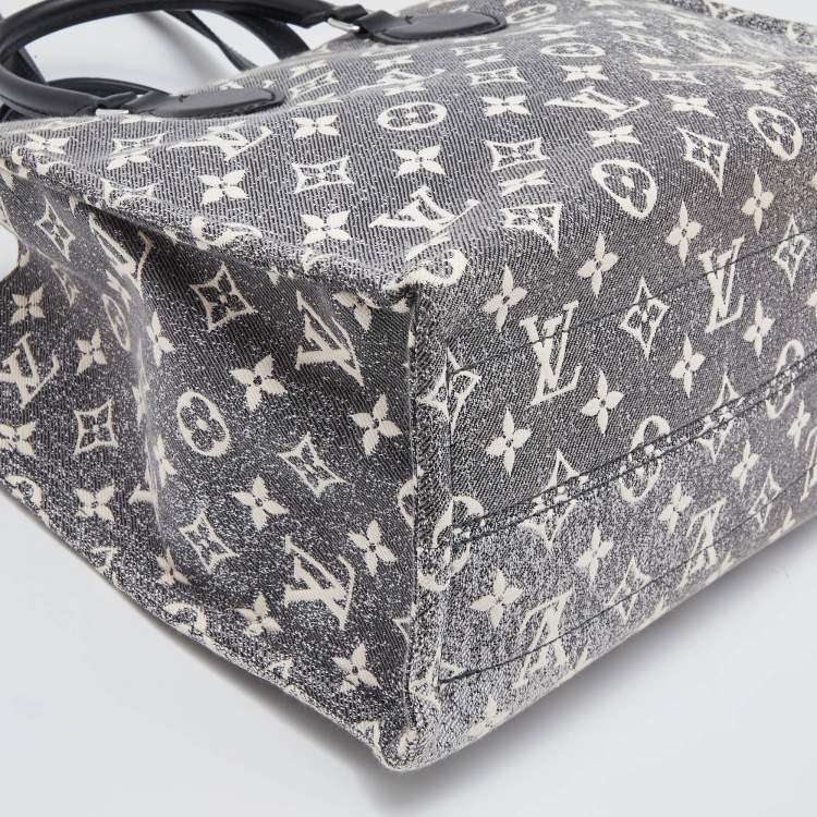 Pre Owned Louis Vuitton Black Monogram Denim and Leather OnTheGo MM Bag