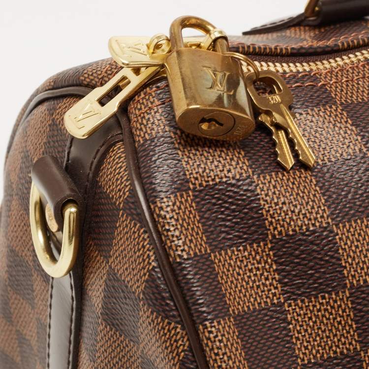 Pre Owned Louis Vuitton Damier Ebene Canvas Speedy Bandouliere 30 Bag