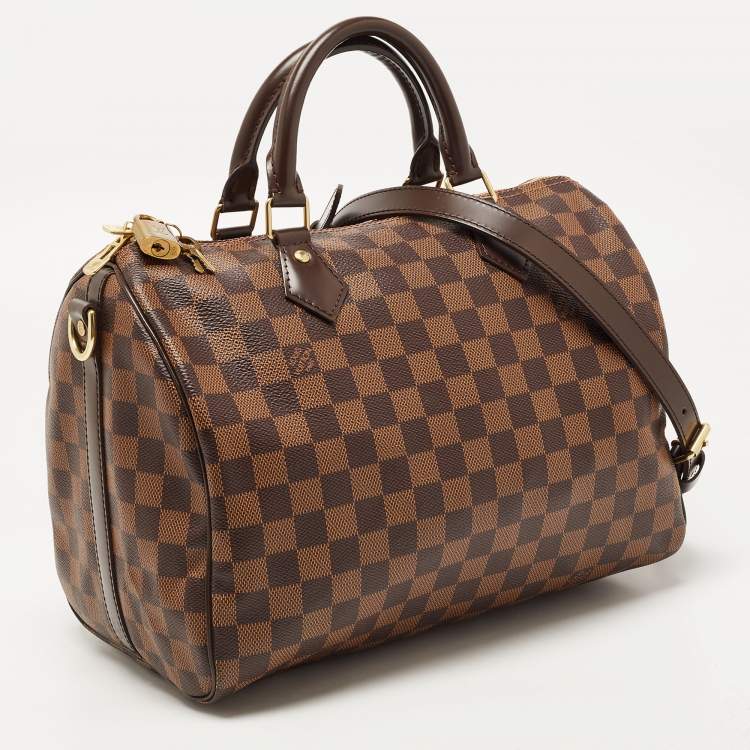 Pre Owned Louis Vuitton Damier Ebene Canvas Speedy Bandouliere 30 Bag