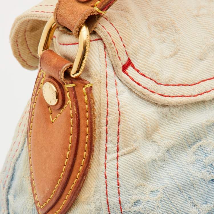 Pre Owned Louis Vuitton Blue Monogram Denim and Leather Limited Edition Sunshine Bag