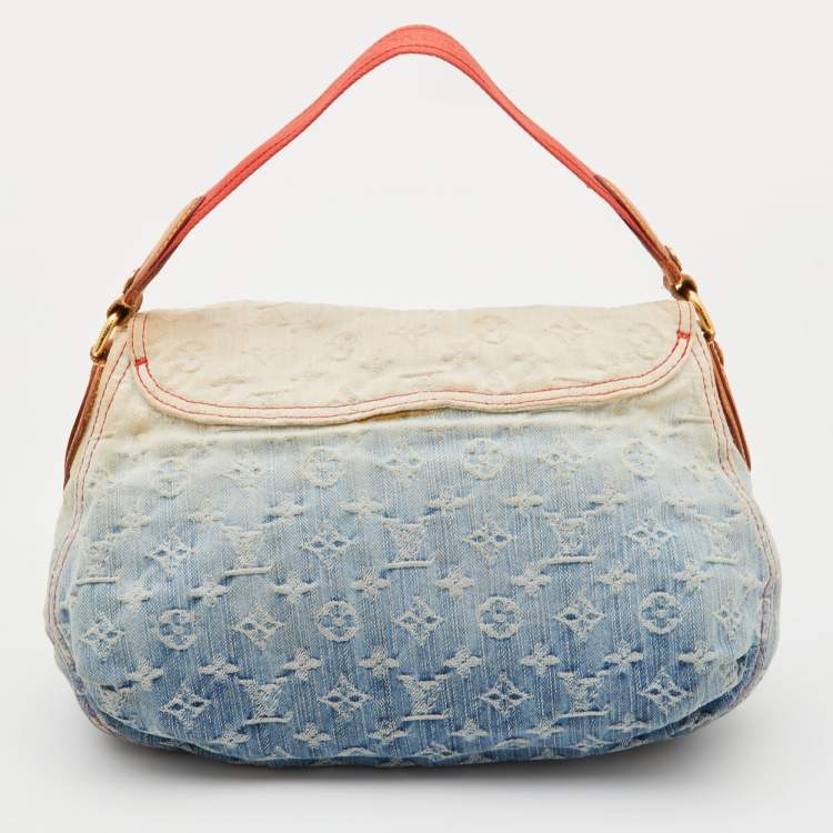 Pre Owned Louis Vuitton Blue Monogram Denim and Leather Limited Edition Sunshine Bag