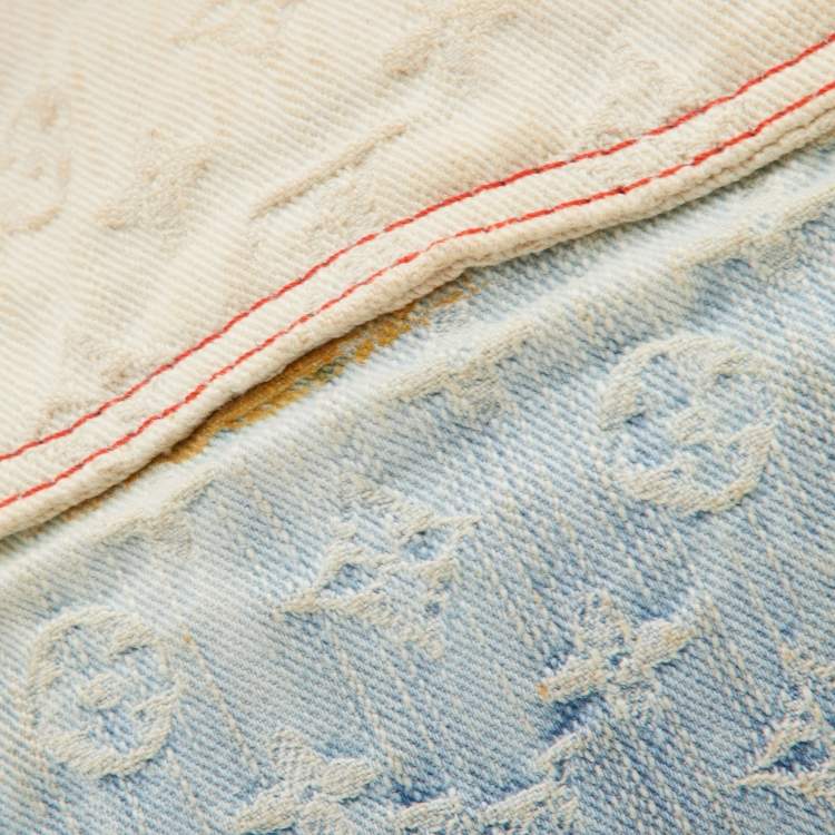 Pre Owned Louis Vuitton Blue Monogram Denim and Leather Limited Edition Sunshine Bag