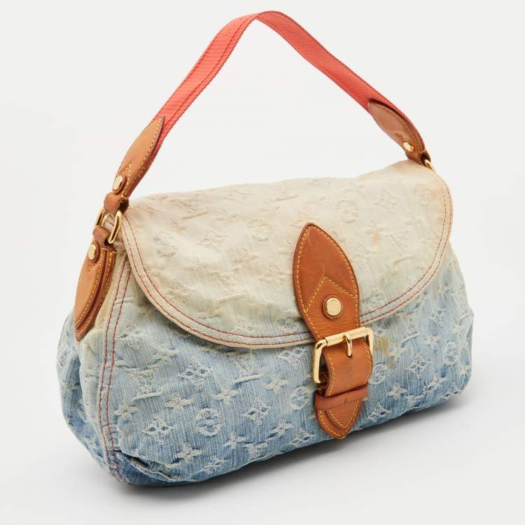 Pre Owned Louis Vuitton Blue Monogram Denim and Leather Limited Edition Sunshine Bag