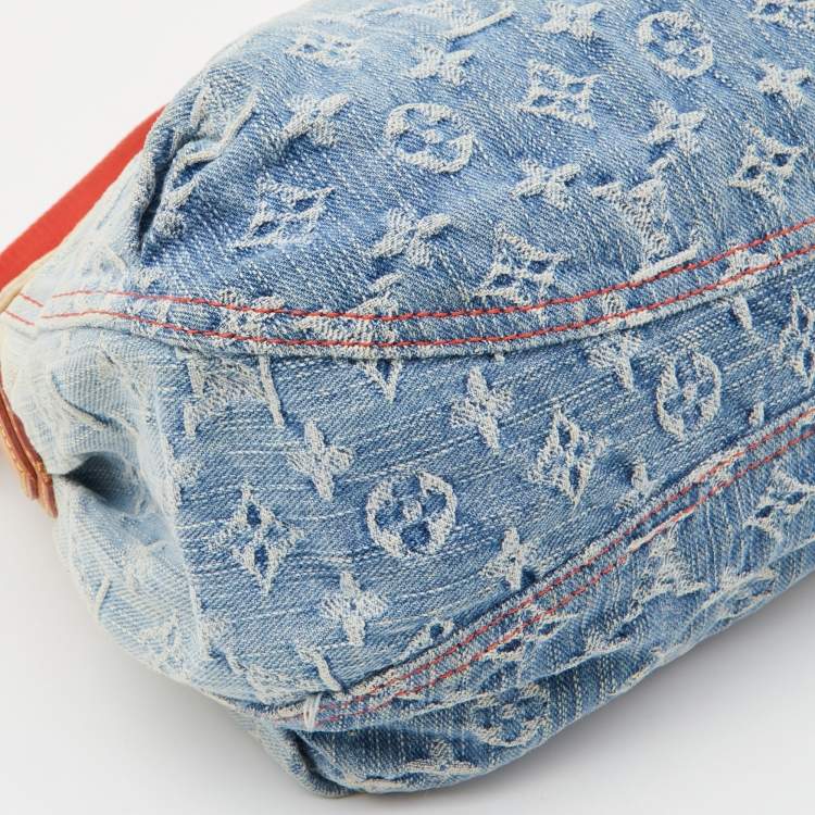 Pre Owned Louis Vuitton Blue Monogram Denim and Leather Limited Edition Sunshine Bag