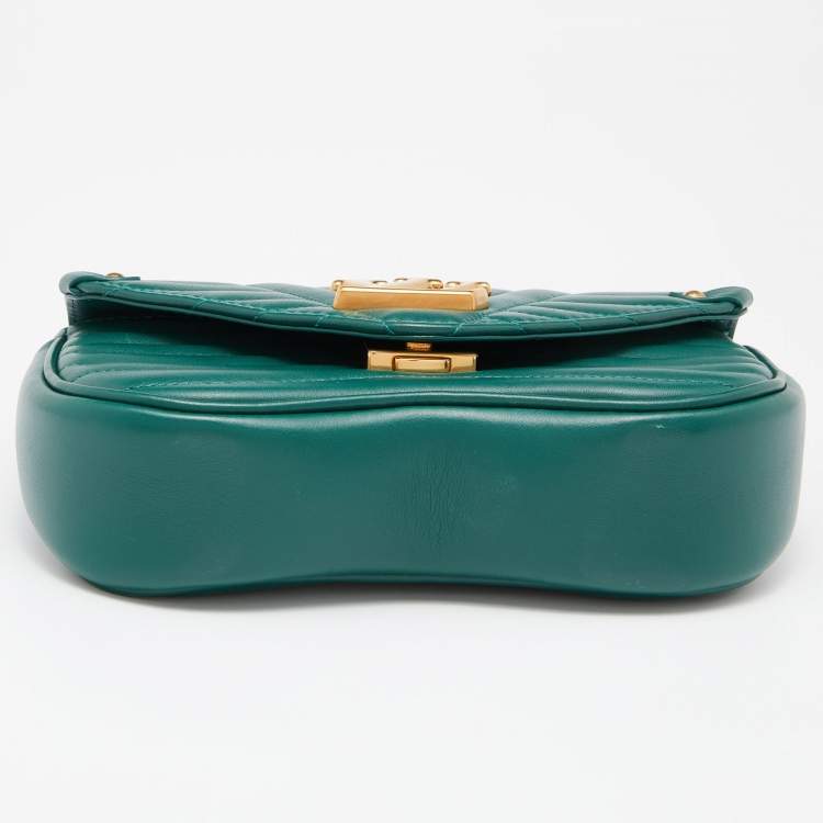 Pre Owned Louis Vuitton Green Leather New Wave Chain PM Bag