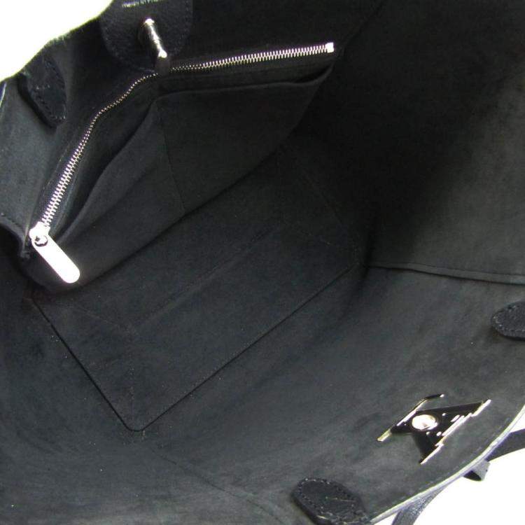 Pre Owned Louis Vuitton Black Leather Lockme Cabas Top Handle Bag