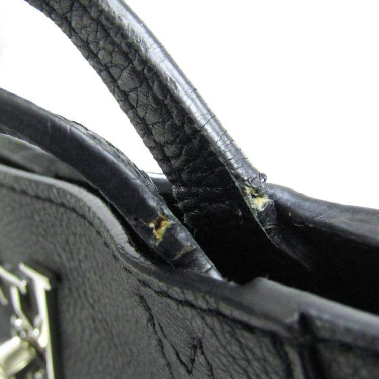 Pre Owned Louis Vuitton Black Leather Lockme Cabas Top Handle Bag