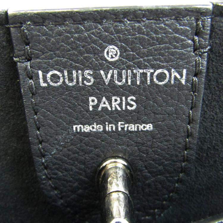 Pre Owned Louis Vuitton Black Leather Lockme Cabas Top Handle Bag