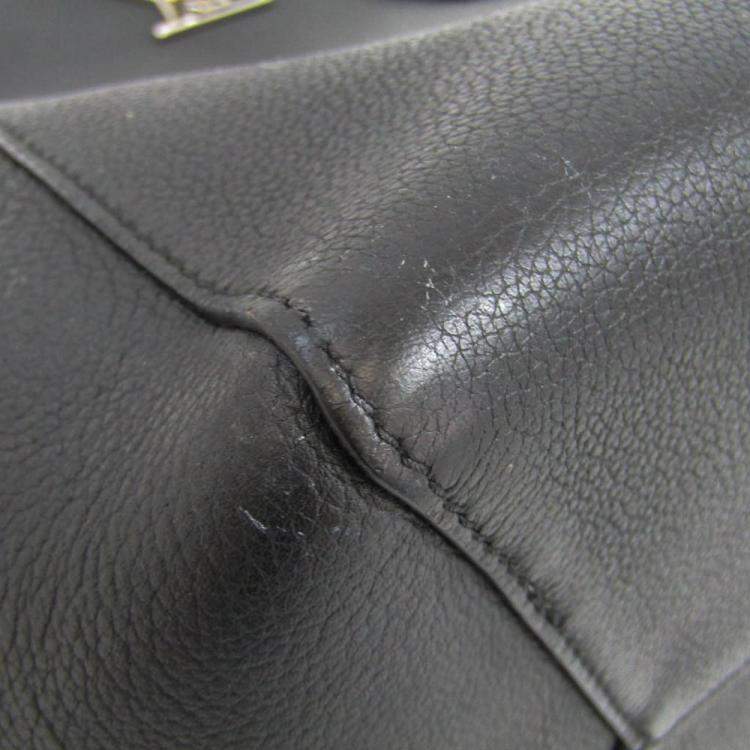 Pre Owned Louis Vuitton Black Leather Lockme Cabas Top Handle Bag