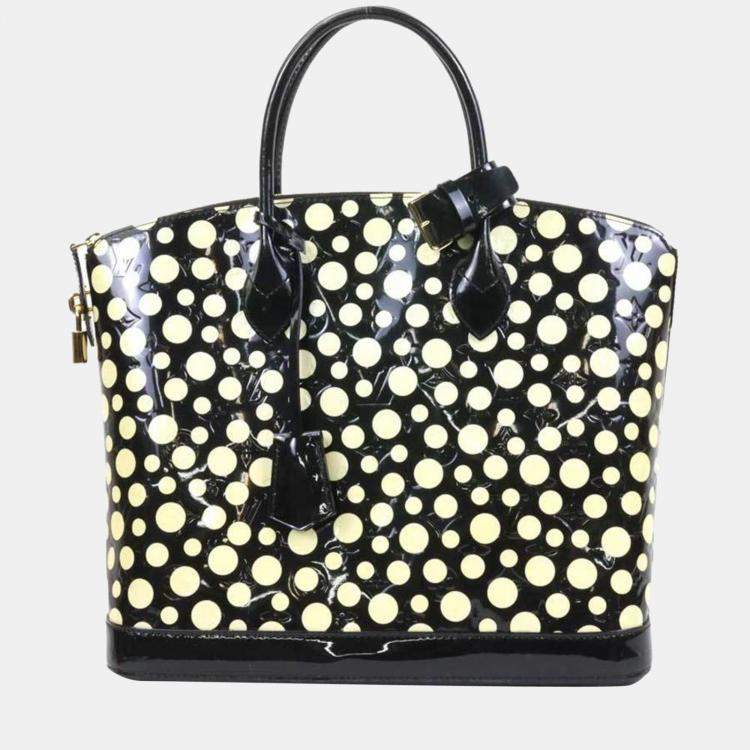 Louis Vuitton Black/White Patent Leather Kusama Infinity Dots Lockit MM Tote  Bag Louis Vuitton
