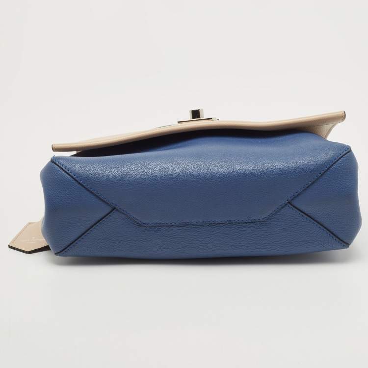 Pre Owned Louis Vuitton Beige/Blue Leather Lockme II Top Handle Bag