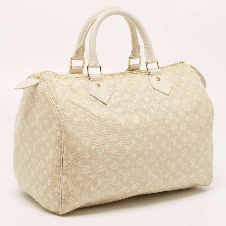 Pre Owned Louis Vuitton Dune Monogram Mini Lin Canvas Speedy 30 Bag