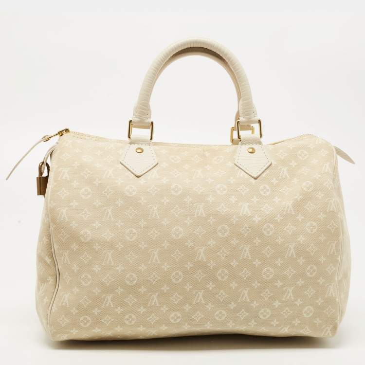 Pre Owned Louis Vuitton Dune Monogram Mini Lin Canvas Speedy 30 Bag