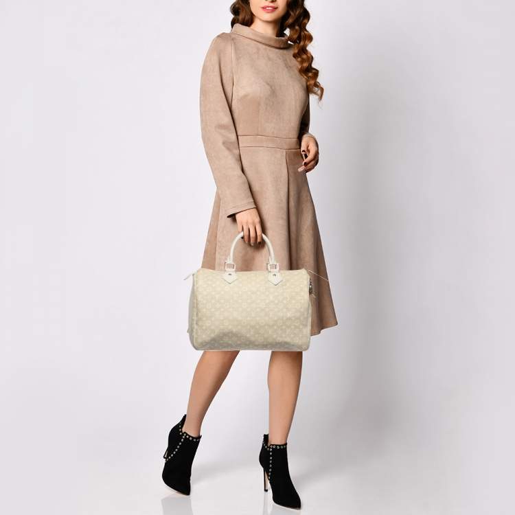 Pre Owned Louis Vuitton Dune Monogram Mini Lin Canvas Speedy 30 Bag