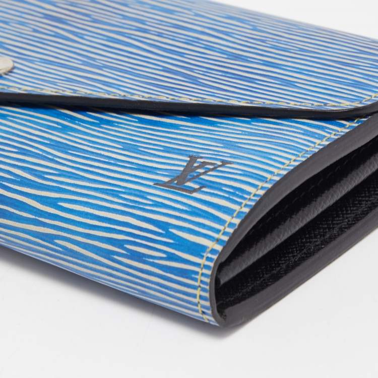 Pre Owned Louis Vuitton Denim Epi Leather Sarah Wallet