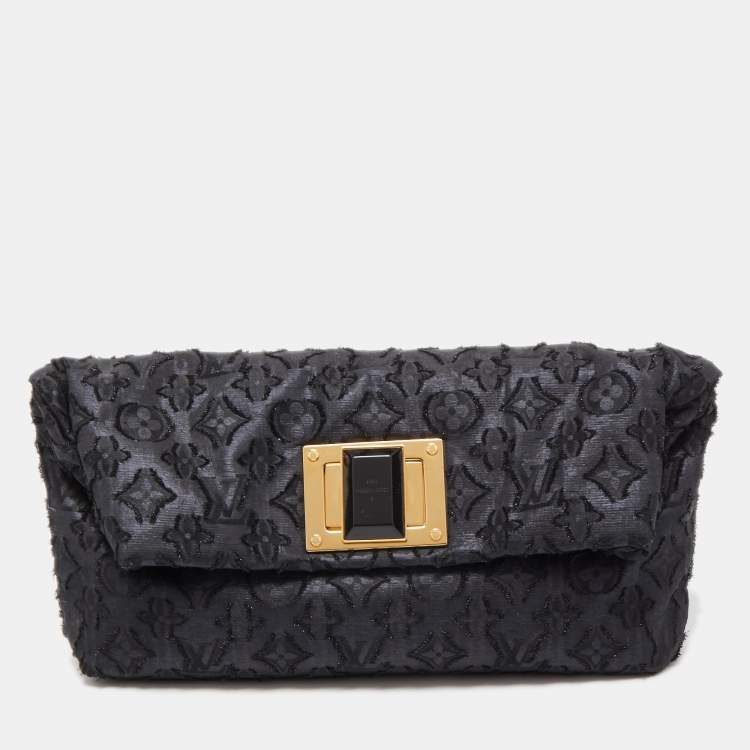 Louis Vuitton Black Shimmering Monogram Jacquard Limited Edition Altair Clutch