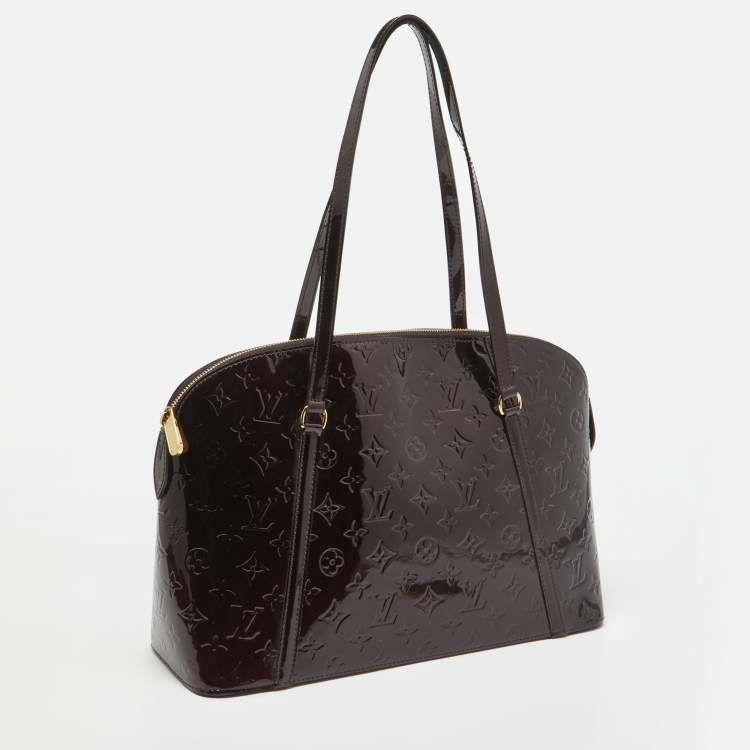 Pre Owned Louis Vuitton Amarante Monogram Vernis Avalon Zipped Bag