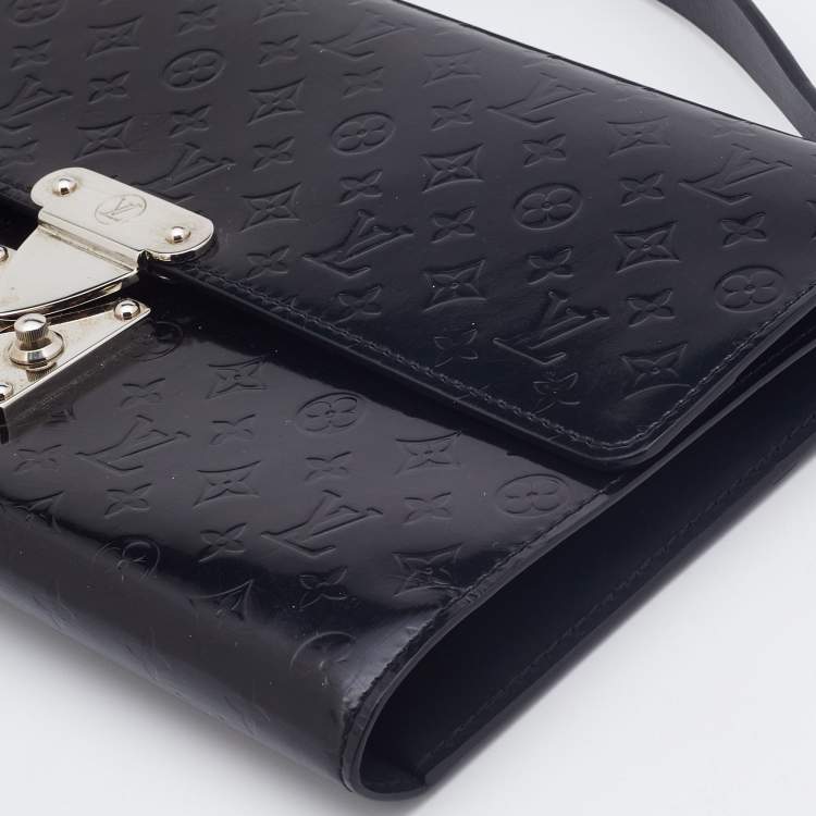 Pre Owned Louis Vuitton Black Monogram Glace Anouchka MM Clutch 