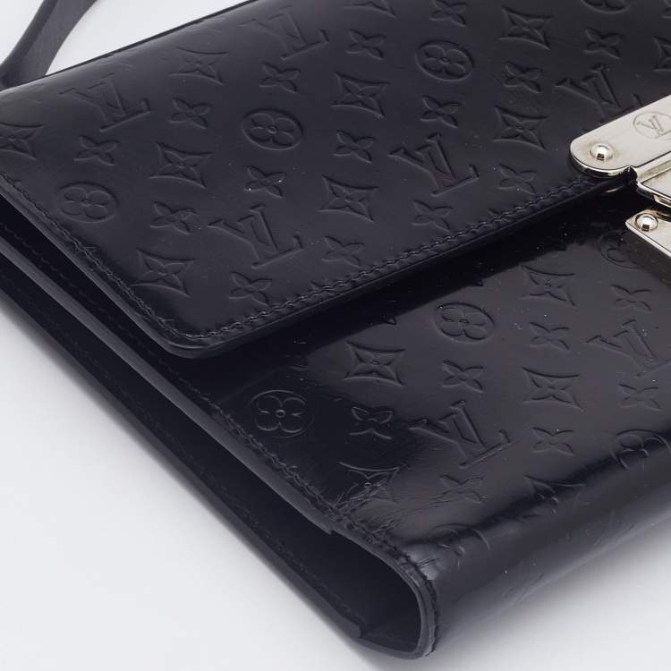Pre Owned Louis Vuitton Black Monogram Glace Anouchka MM Clutch 